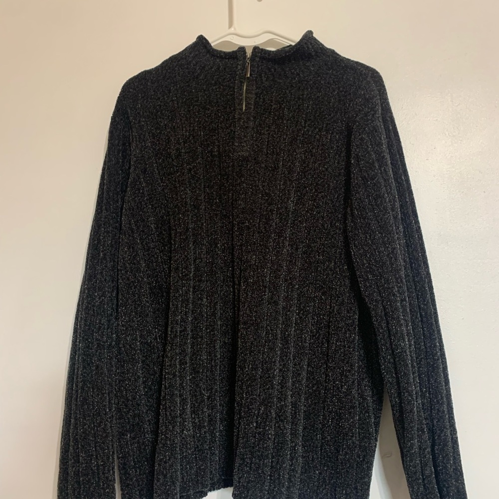 Black Ribbed Zip Up Sweater